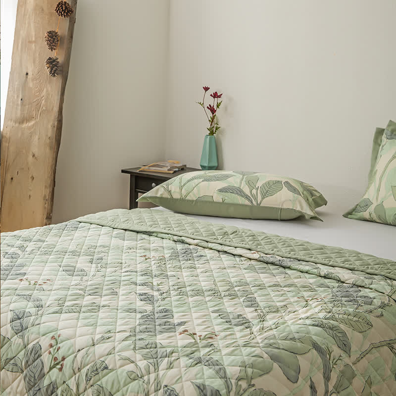 Lyocell Fiber Quilted Bedding Set | Eco-Friendly & Biodegradable | Queen Size with 2 Pillowcases
