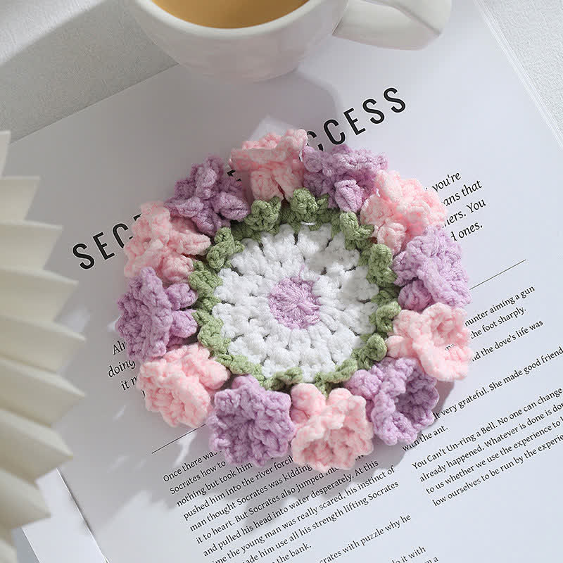 Handmade Crochet Coaster | Eco-Friendly Yarn | Set of 1, 2, 4, or 8