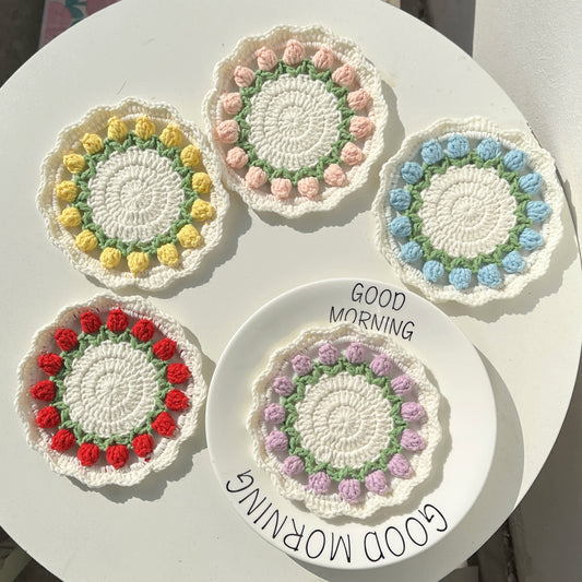 Handmade Crochet Coaster Set | High-Quality Yarn | Available in 1, 2, 4, or 5 Pieces