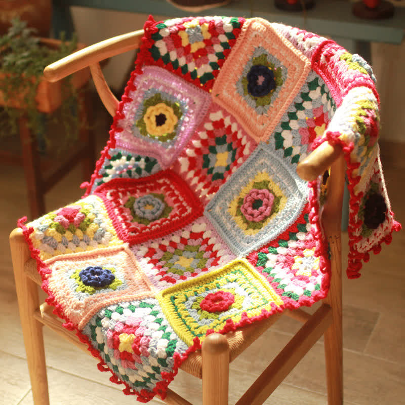 Crochet Blanket | Soft Acrylic | Floral Design