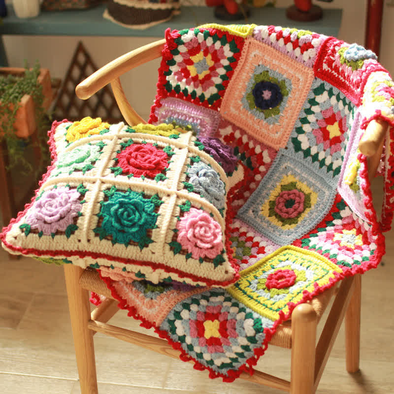 Crochet Blanket | Soft Acrylic | Floral Design