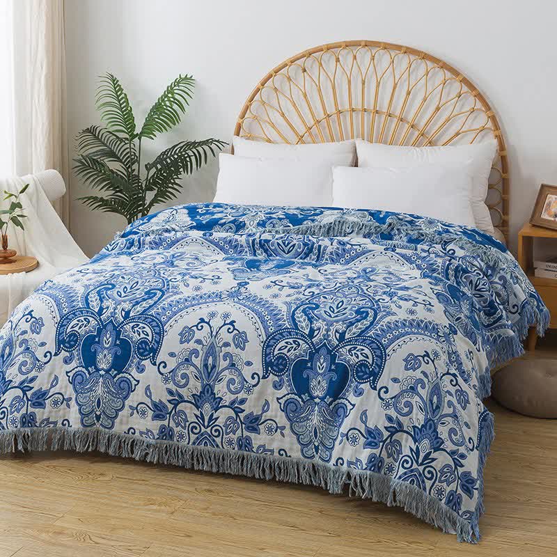 Bohemian Cotton Gauze Quilt | Eco-Friendly Design | Available in Full, Queen, King Sizes