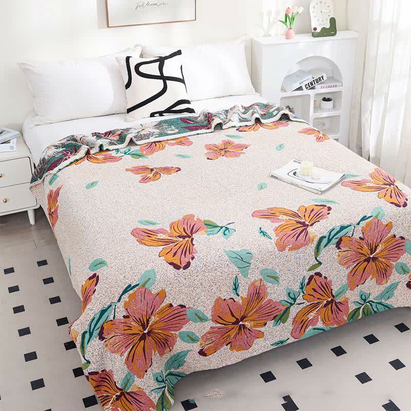 Peach Blossom Reversible Quilt | Soft Cotton Gauze | Full/Queen