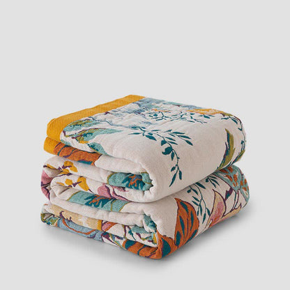 Reversible Floral Quilt | Breathable Cotton Gauze | Full/Queen Size