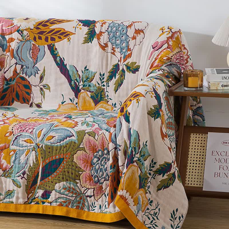 Reversible Floral Quilt | Breathable Cotton Gauze | Full/Queen Size