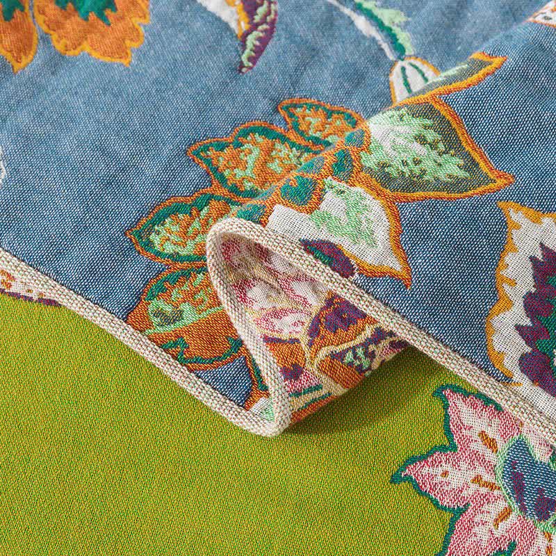 Colorful Floral Cotton Gauze Quilt | Breathable Reversible Design | Full/Queen Size