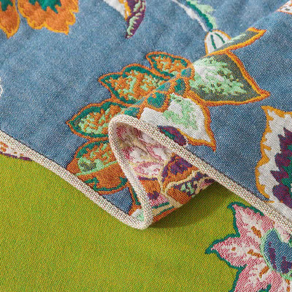 Colorful Floral Cotton Gauze Quilt | Breathable Reversible Design | Full/Queen Size