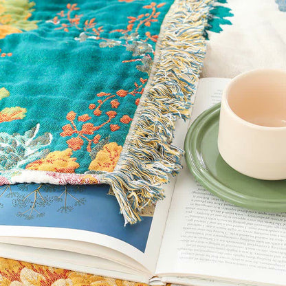 Floral Reversible Quilt | Cotton Gauze with Tassels | Full/Queen Size
