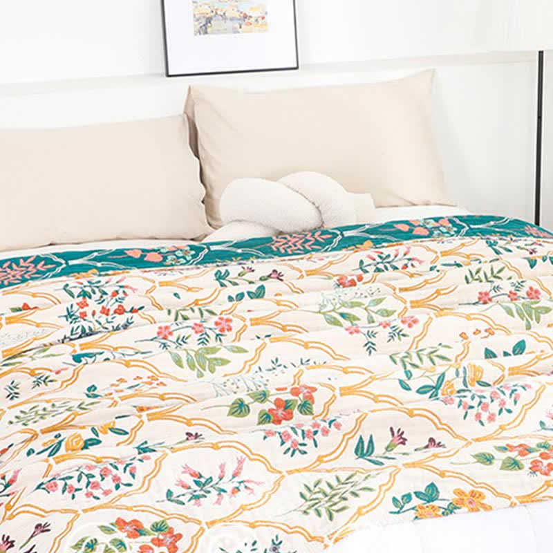 Diamond Floral Quilt | Cotton Gauze | Full/Queen Size