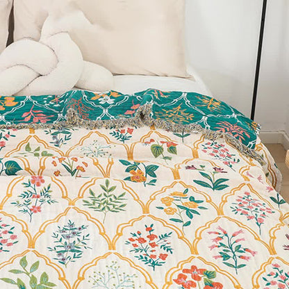 Diamond Floral Quilt | Cotton Gauze | Full/Queen Size