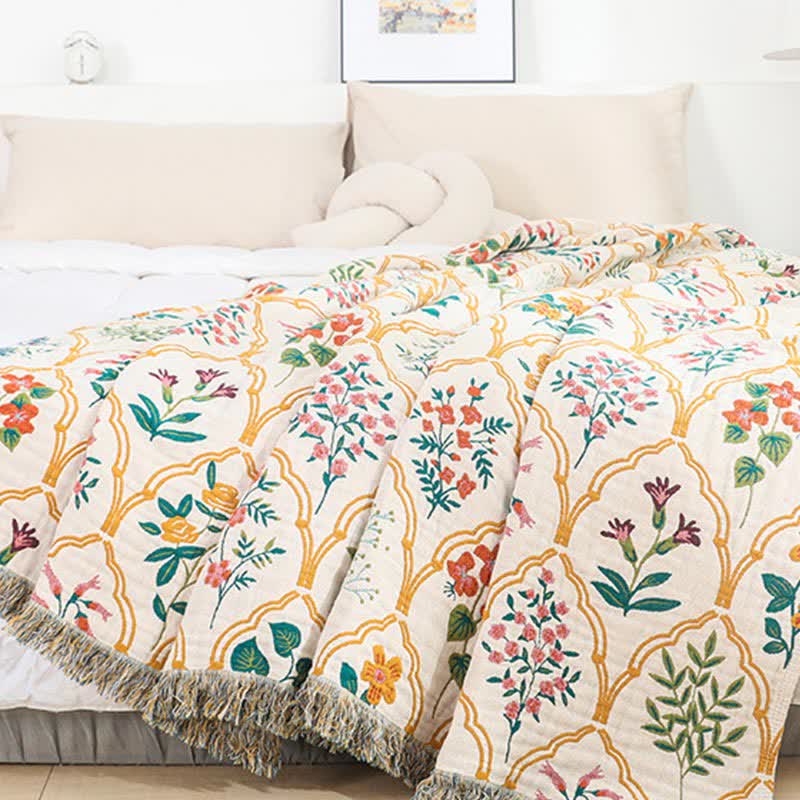 Diamond Floral Quilt | Cotton Gauze | Full/Queen Size