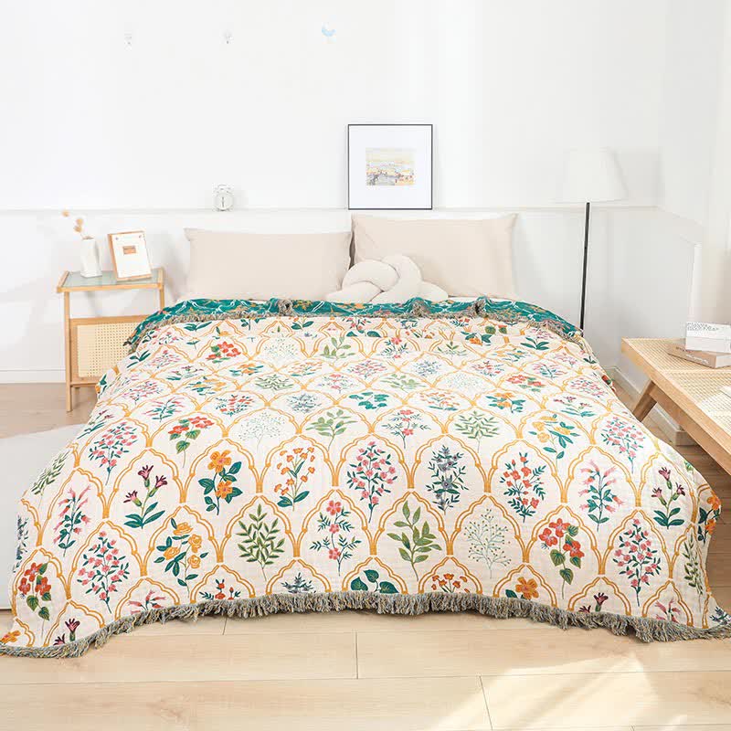Diamond Floral Quilt | Cotton Gauze | Full/Queen Size