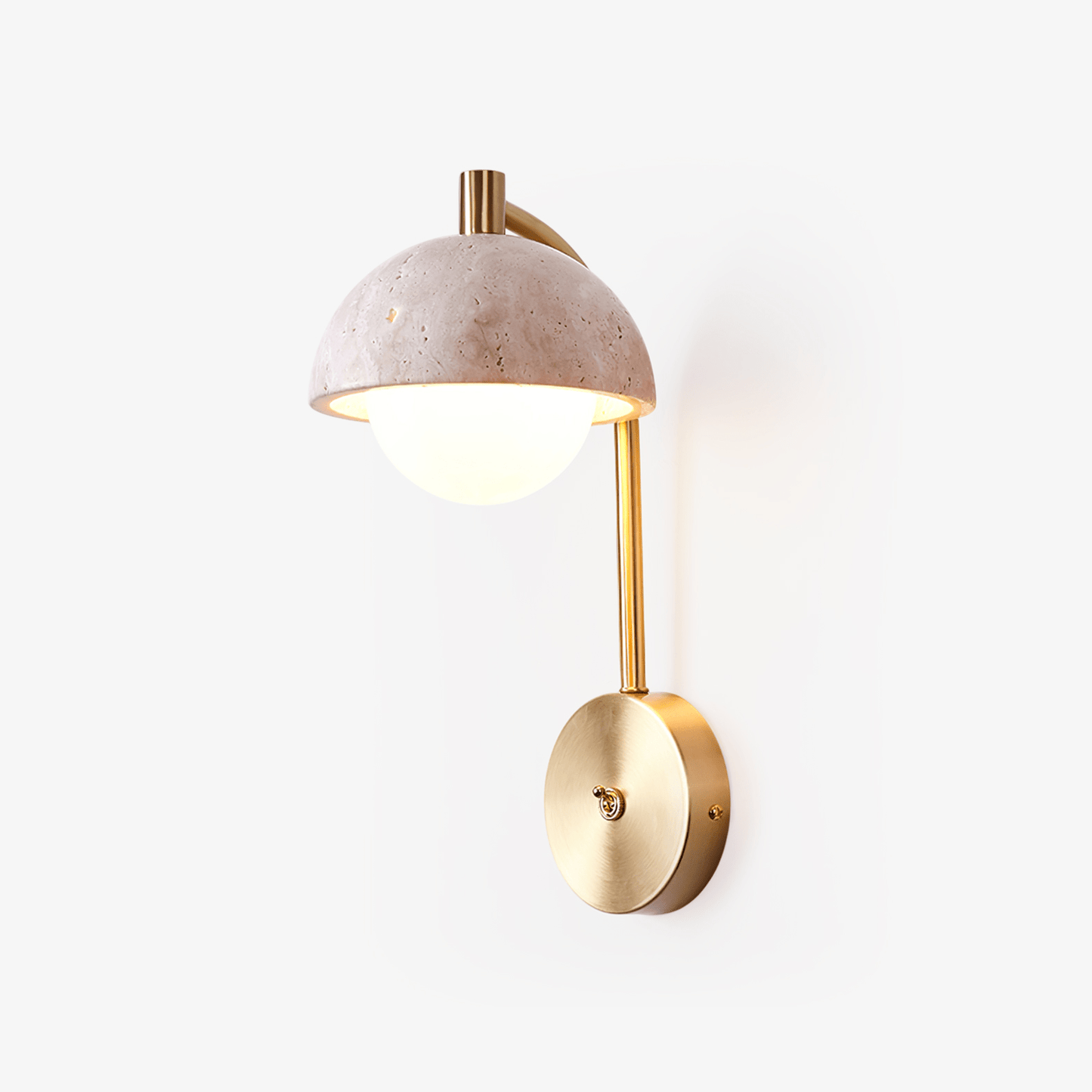 Vellum Wall Lamp | Yellow Travertine & Opal Glass | 15cm Diameter