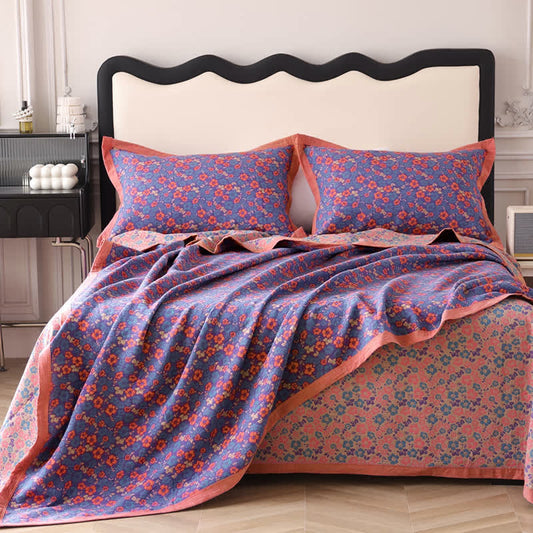 Floral Jacquard Cotton Quilt | Reversible Design | Full/Queen/King Sizes