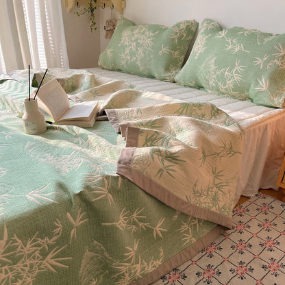 Bamboo Print Coverlet | Soft Cotton Gauze | Full/Queen Size