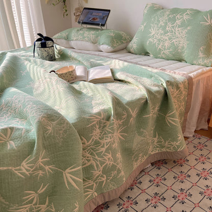 Bamboo Print Coverlet | Soft Cotton Gauze | Full/Queen Size