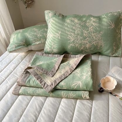 Bamboo Print Coverlet | Soft Cotton Gauze | Full/Queen Size