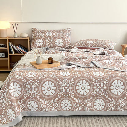 Geometric Pattern Coverlet Blanket | Soft Cotton-Polyester Blend | Available in Twin, Full, Queen, King Sizes