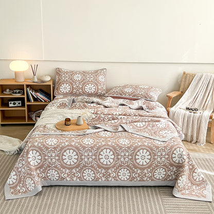 Geometric Pattern Coverlet Blanket | Soft Cotton-Polyester Blend | Available in Twin, Full, Queen, King Sizes