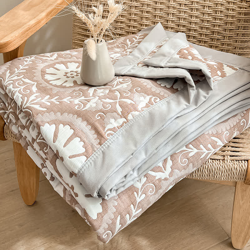 Geometric Pattern Coverlet Blanket | Soft Cotton-Polyester Blend | Available in Twin, Full, Queen, King Sizes