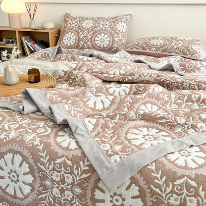 Geometric Pattern Coverlet Blanket | Soft Cotton-Polyester Blend | Available in Twin, Full, Queen, King Sizes