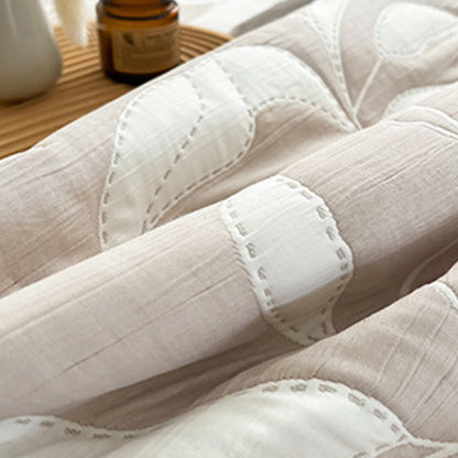 Leaf Pattern Jacquard Coverlet Blanket | Eco-Friendly Cotton-Polyester | Available in Twin, Full, Queen, King Sizes