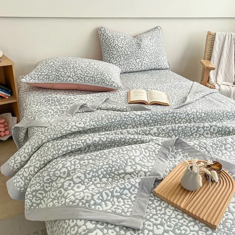 Leopard Print Coverlet Set | Soft Cotton-Polyester Blend | Twin, Full, Queen, King Options