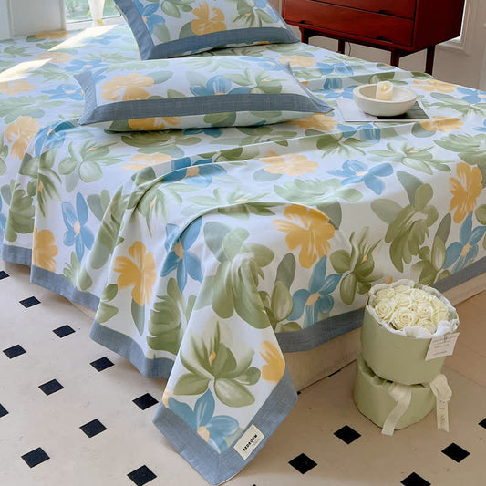 Rustic Floral Cotton Coverlet | Eco-Friendly Soft Fabric | Available in Twin, Full, Queen, King Sizes