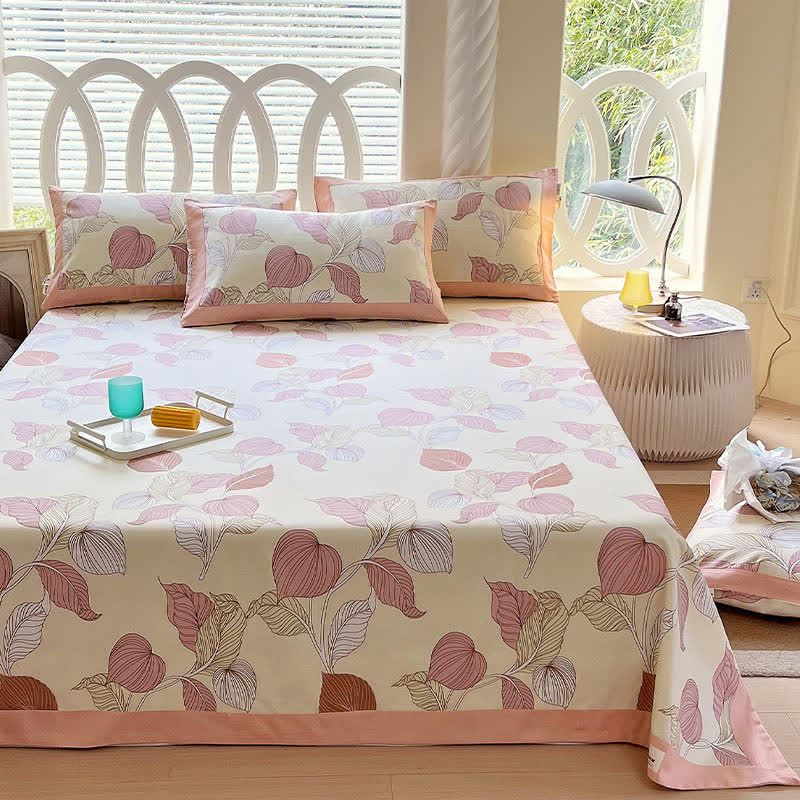 Cotton Coverlet Set | Muted Leaf Pattern | Twin, Full, Queen, King Sizes