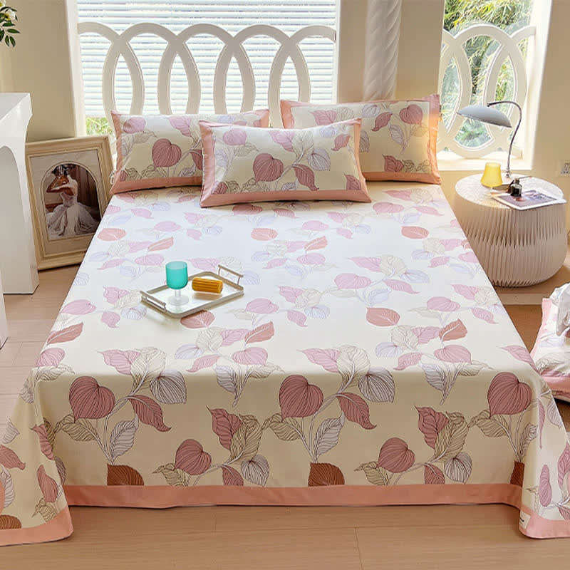Cotton Coverlet Set | Muted Leaf Pattern | Twin, Full, Queen, King Sizes