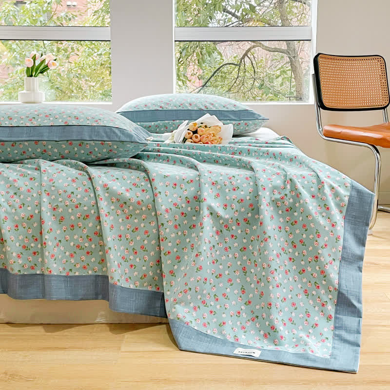 Floral Cotton Coverlet | Eco-Friendly | Multiple Sizes