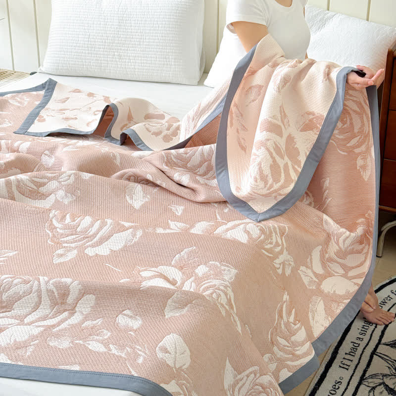 Cotton Quilt | Triple Layered Gauze | Pink Rose, Twin/Full/Queen Options