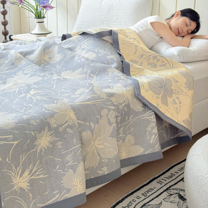 Grey Floral Cotton Quilt | Lightweight Triple Gauze | Twin/Full/Queen Options