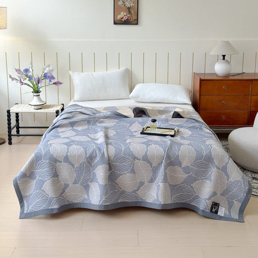 Cotton Triple Gauze Quilt | Mulberry Leaf Print | Twin, Full, Queen Sizes