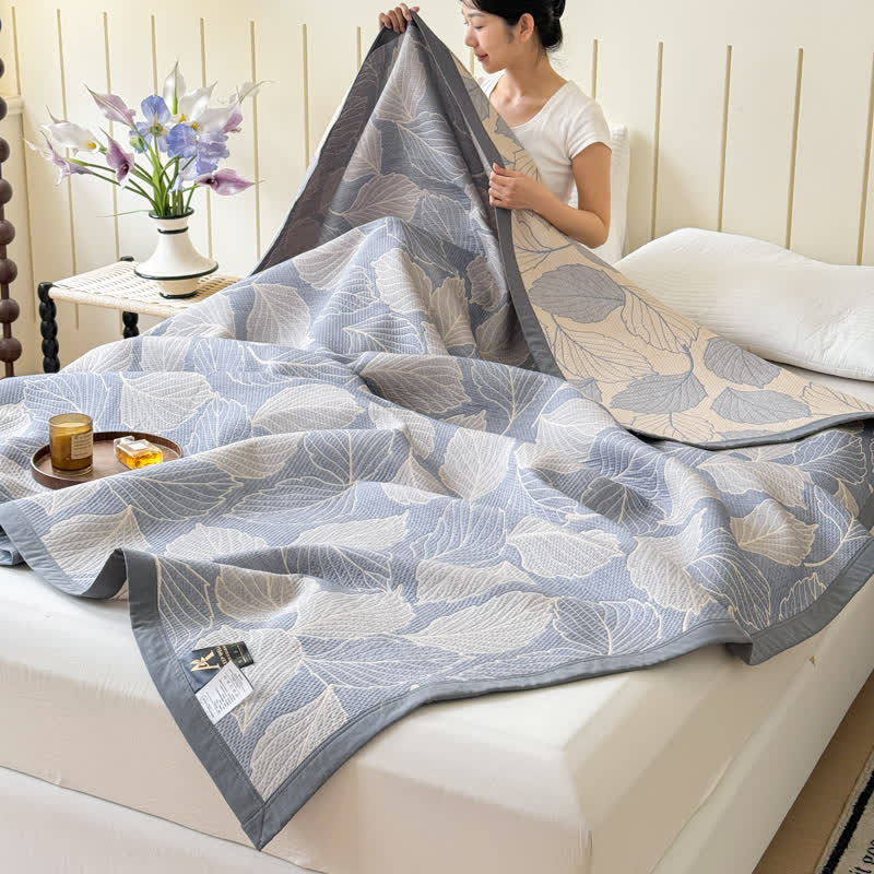 Cotton Triple Gauze Quilt | Mulberry Leaf Print | Twin, Full, Queen Sizes