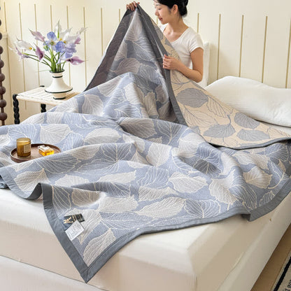 Cotton Triple Gauze Quilt | Mulberry Leaf Print | Twin, Full, Queen Sizes