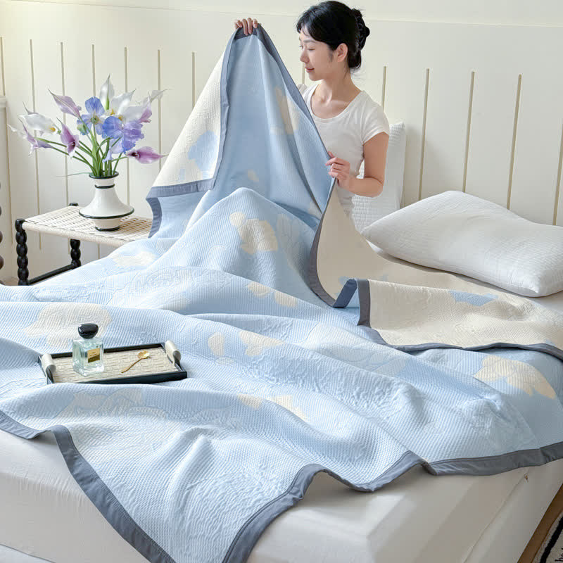 Rose Print Reversible Quilt | Soft Cotton Gauze | Twin, Full, Queen Sizes