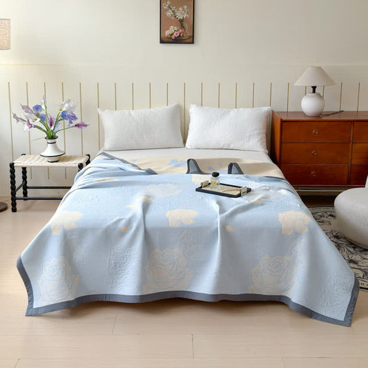 Rose Print Reversible Quilt | Soft Cotton Gauze | Twin, Full, Queen Sizes