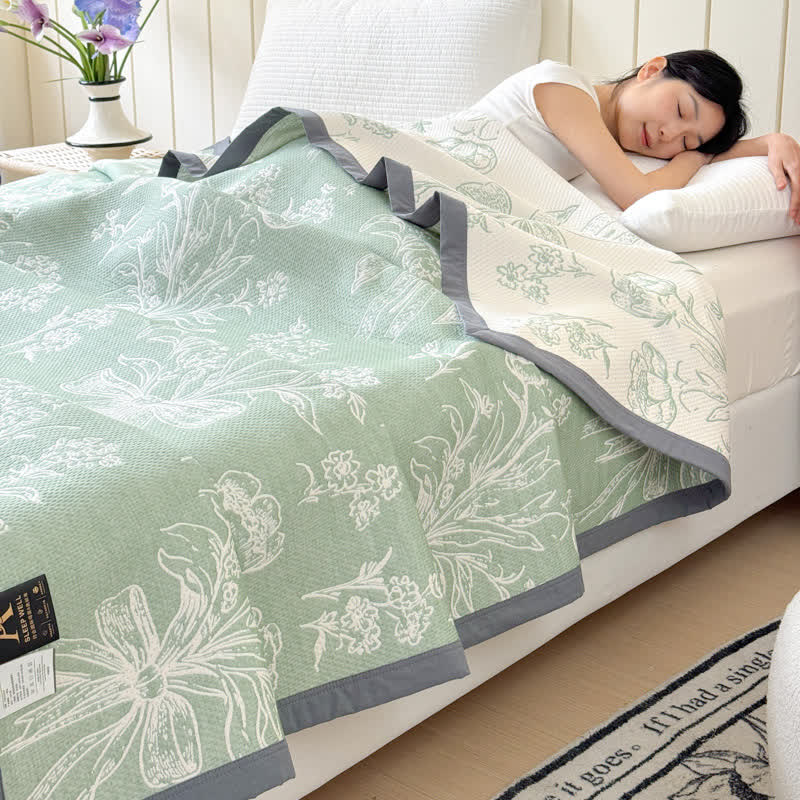 Cotton Gauze Quilt | Reversible Floral Pattern | Twin, Full, Queen Sizes