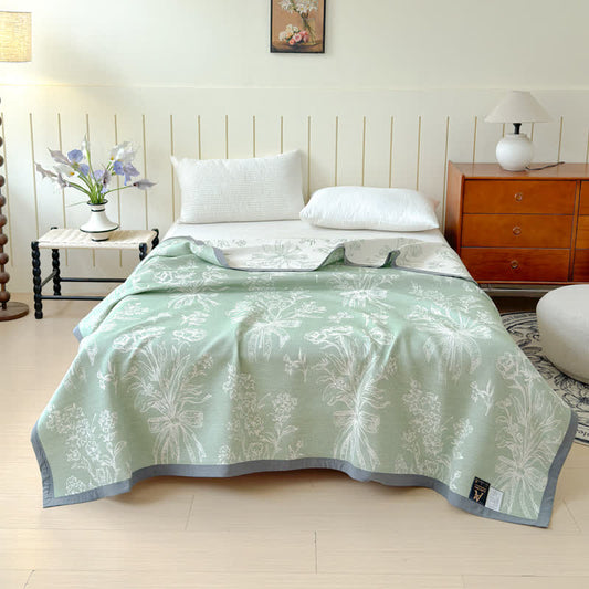 Cotton Gauze Quilt | Reversible Floral Pattern | Twin, Full, Queen Sizes