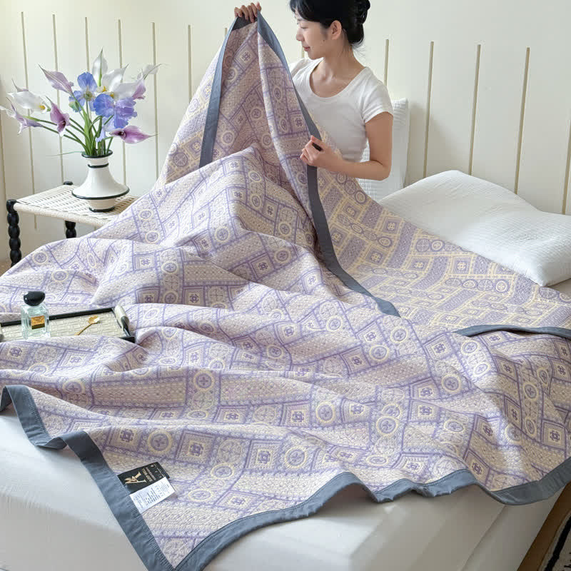 Geometric Print Quilt | Soft Cotton Gauze | Twin Size