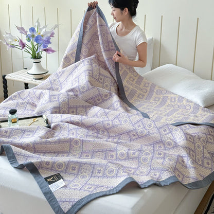 Geometric Print Quilt | Soft Cotton Gauze | Twin Size