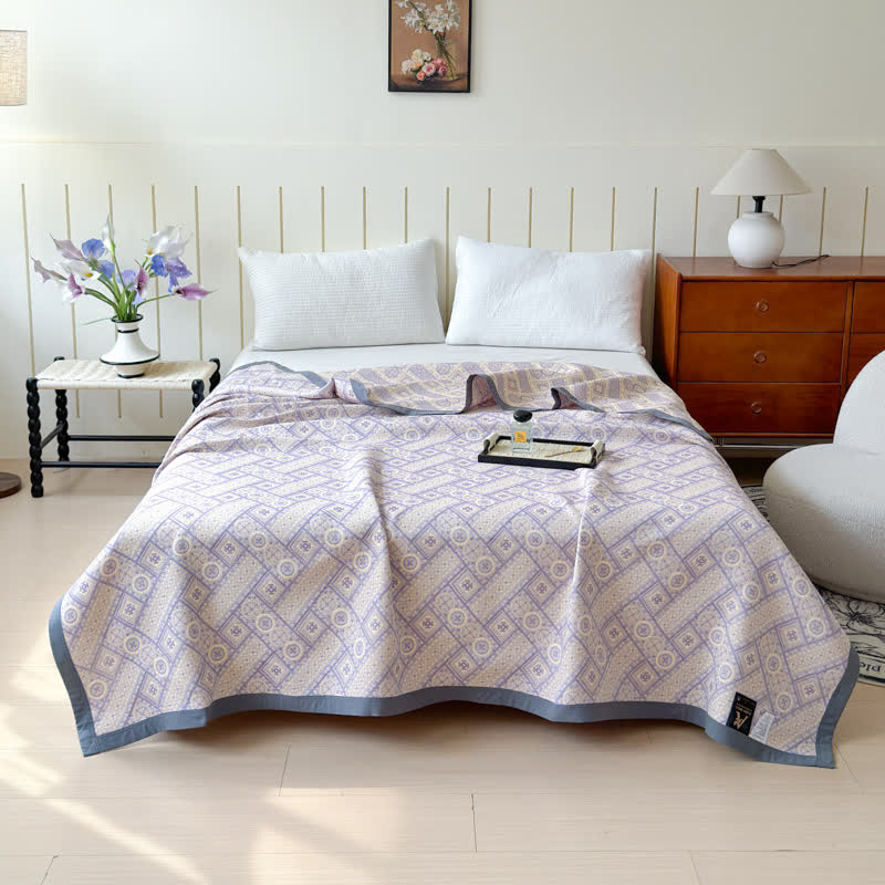 Geometric Print Quilt | Soft Cotton Gauze | Twin Size