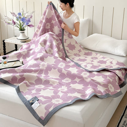 Floral Quilt | Cotton Gauze | Twin Size, Purple