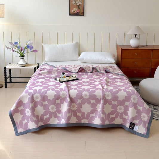 Floral Quilt | Cotton Gauze | Twin Size, Purple