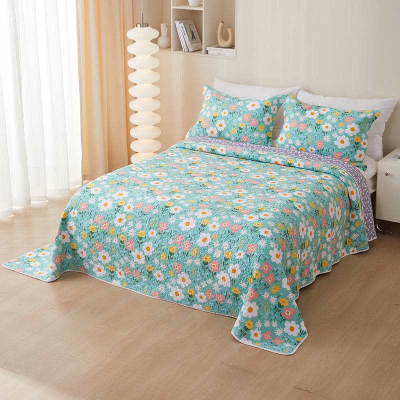 Cotton Floral Coverlet | Eco-Friendly | Twin, Full, Queen Options