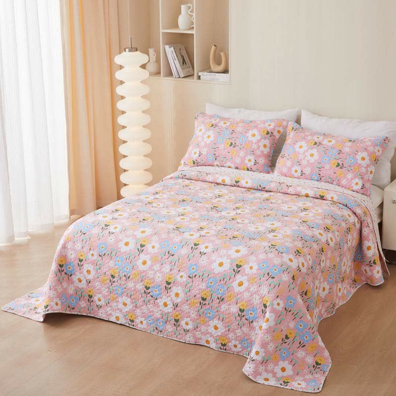 Cotton Floral Coverlet | Eco-Friendly | Twin, Full, Queen Options