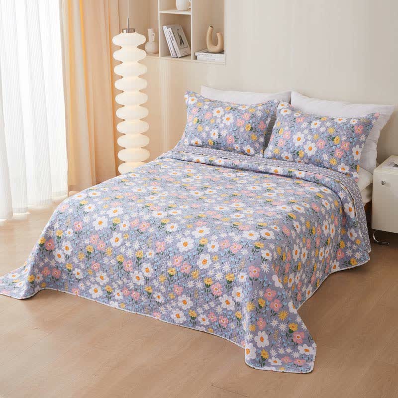 Cotton Floral Coverlet | Eco-Friendly | Twin, Full, Queen Options