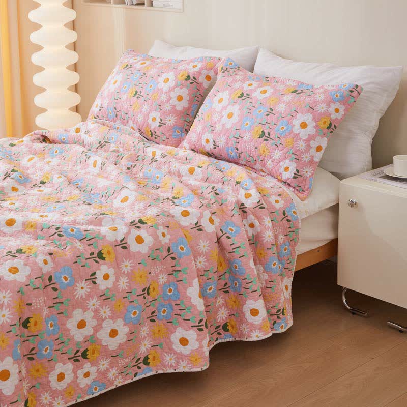 Cotton Floral Coverlet | Eco-Friendly | Twin, Full, Queen Options