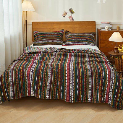 Cotton Gauze Quilt | Retro Ethnic Design | Full, Queen, King Sizes